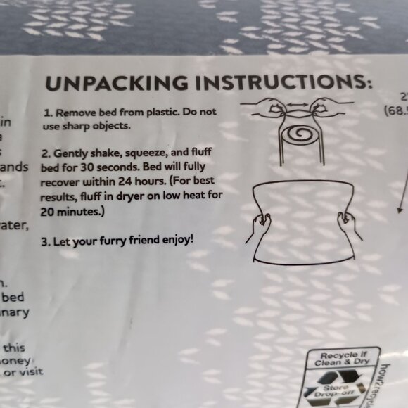 Vibrant Life Soft & Cozy Blue Pillow Pet Bed 27x36 Tufted Machine Washable NIP - Picture 13 of 16